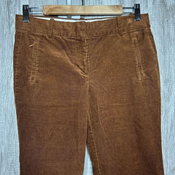 J Crew Corduroy Flare Pants Cropped Brown Color Zip Pockets Size 2 - Picture 2 of 8